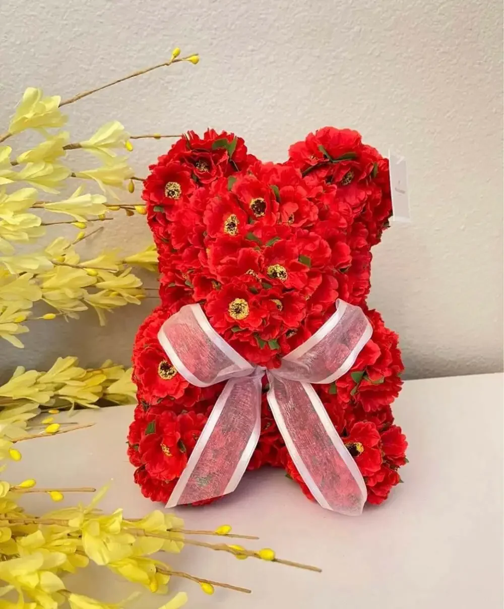 Handmade Red Poppy Bear For Any Occasion